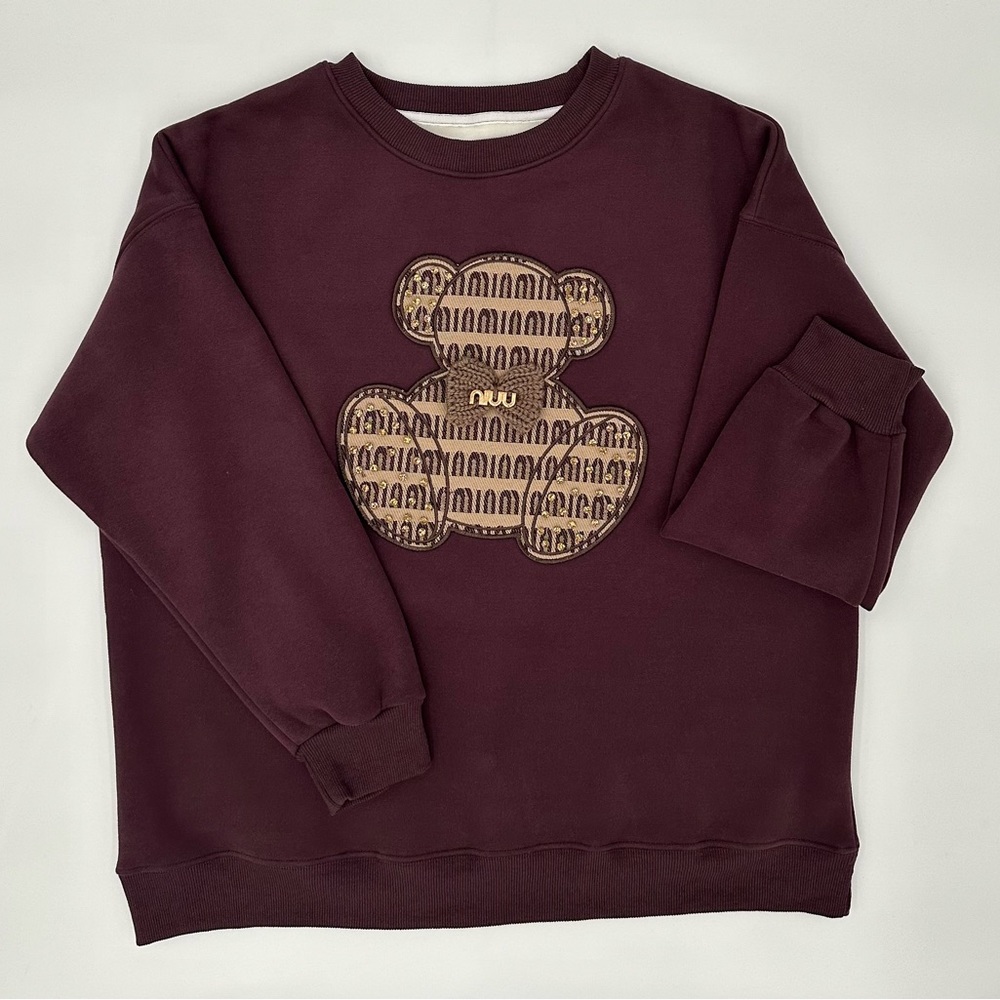 Sweatshirt Bear Purple One Size Cute Valentine Day Gift